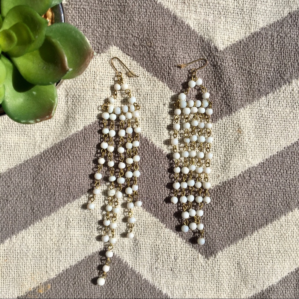 Urban Outfitters white beaded chandelier earrings